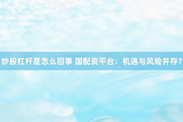 炒股杠杆是怎么回事 国配资平台：机遇与风险并存？